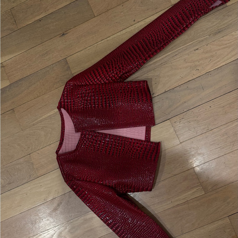 Red crocodile skin (fake) Crop Jacket